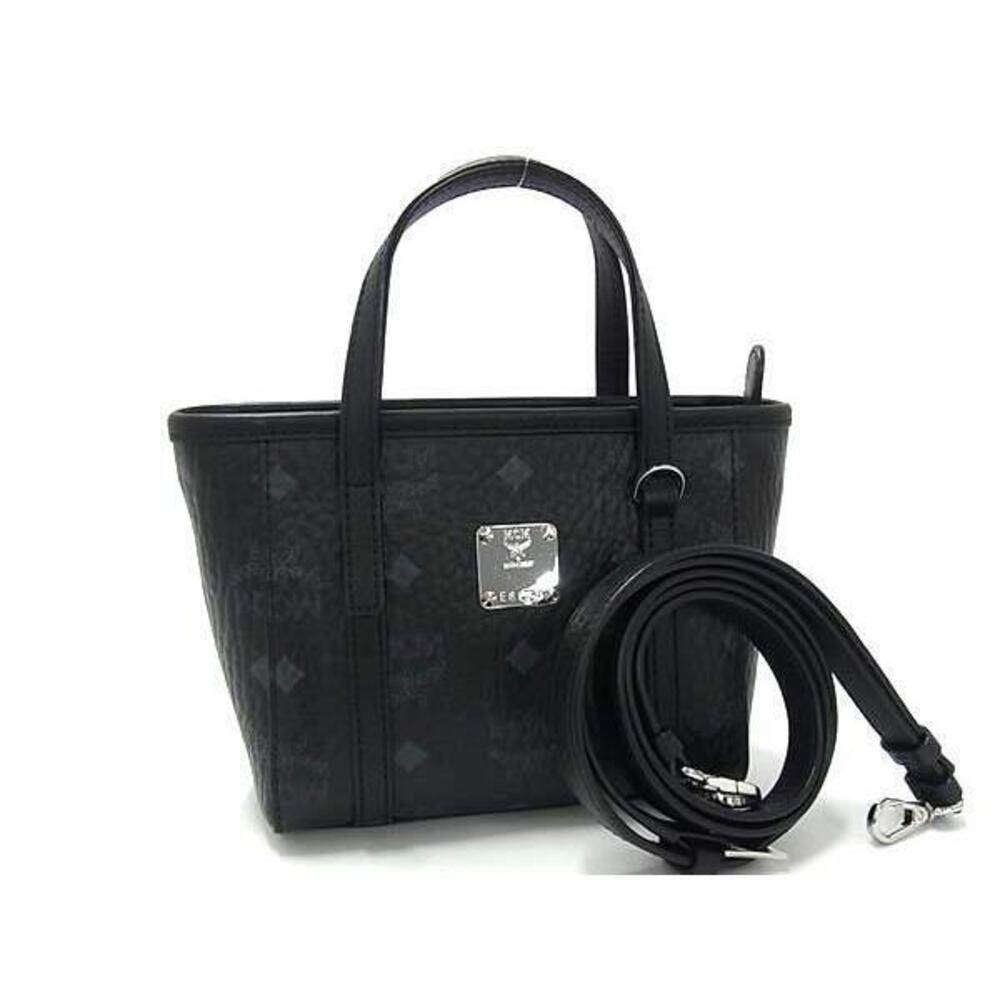 MCM Monogram Visetos Leather Crossbody 2way Shoulder Bag Black